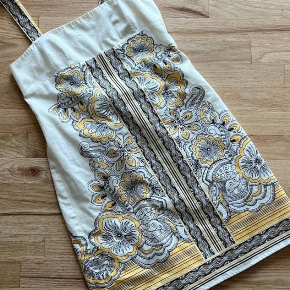 ✨ Ann Taylor Loft Floral A-Line Sundress – Size 0 🌼 Cream • Yellow • Brown